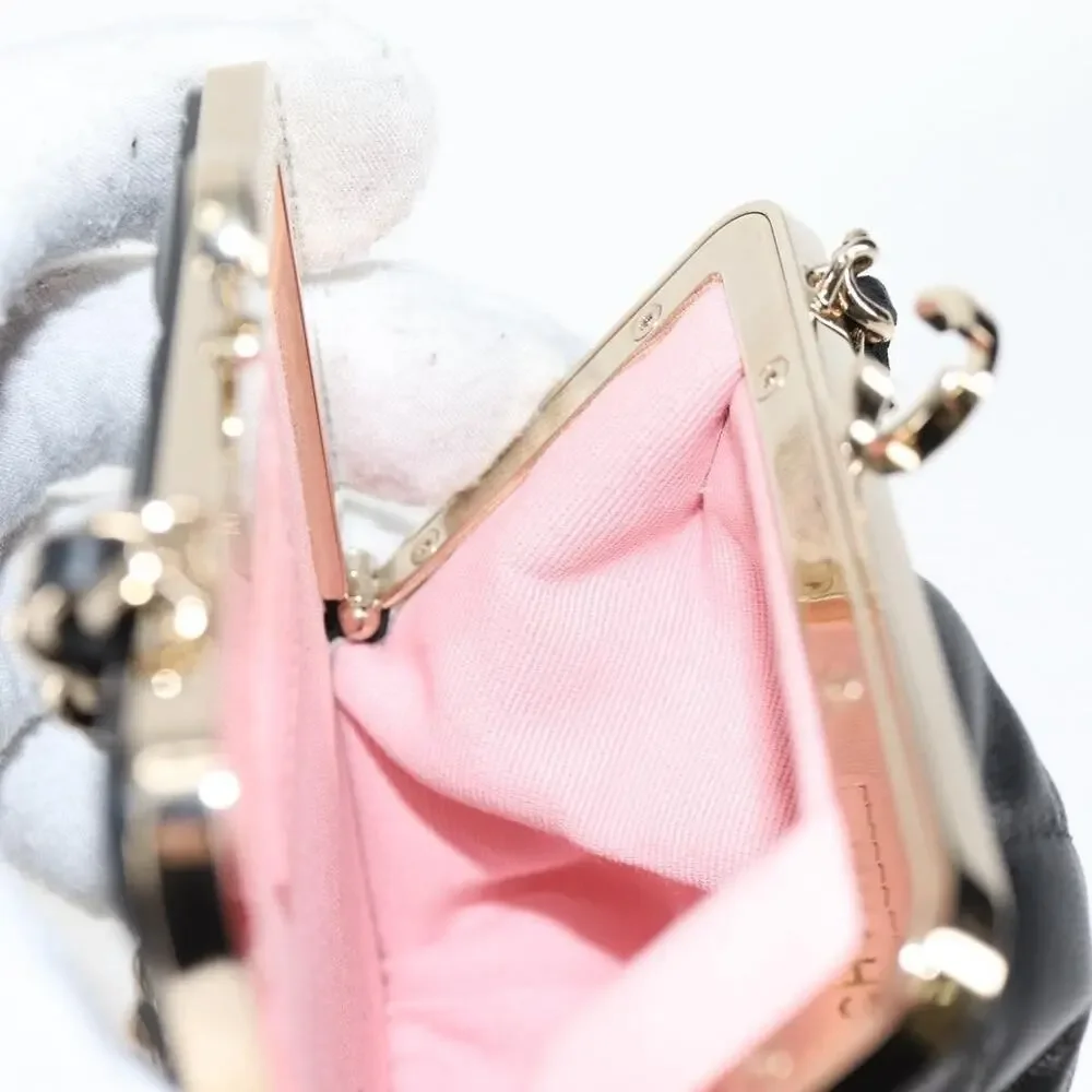 Chanel Matelasse Lambskin Chain Pouch Crossbody Bag Black